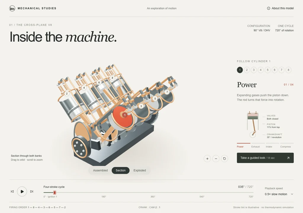 Build an interactive V8 cutaway