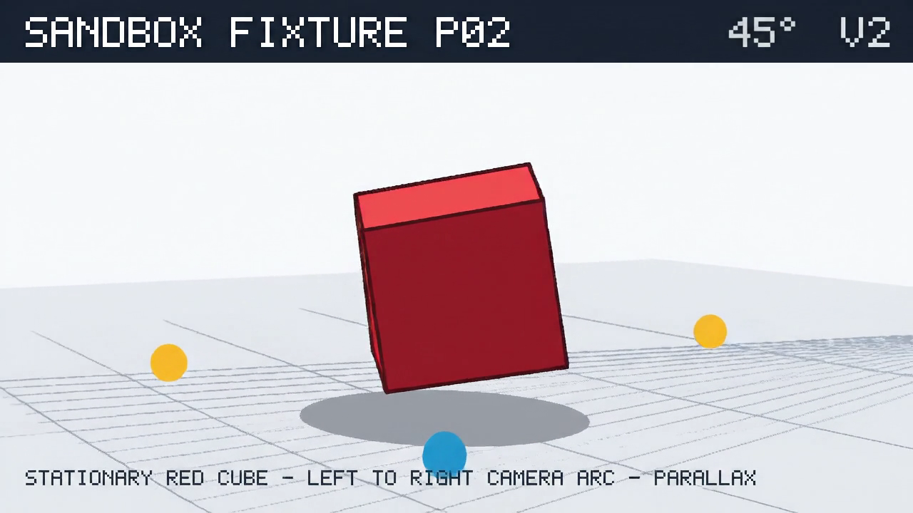 Animate a camera arc around a red cube