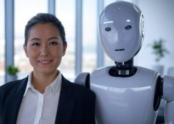 Customer service rep and Humanoid Robot