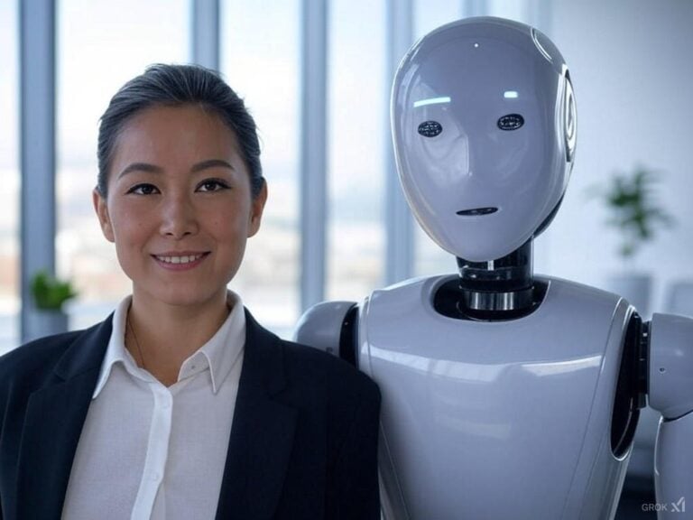 Customer service rep and Humanoid Robot