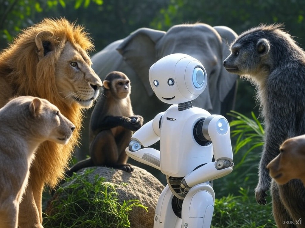AI Robot communicating with animals