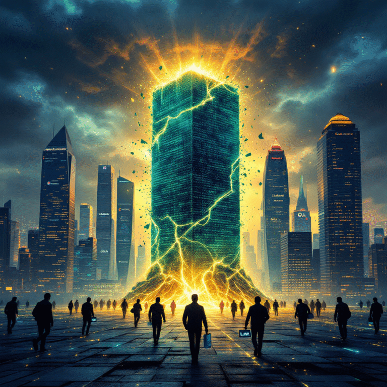 Meta LLAMA team exodus. A dramatic digital collage illustrating the exodus from Meta’s AI division. In the center, a towering Meta logo made of shimmering data code begins to crack and crumble, symbolizing internal collapse. Silhouettes of engineers and researchers walk away from the structure in different directions, some carrying laptops or blueprints labeled "LLAMA." In the background, rising skyscrapers bear logos of rival companies like Mistral AI, Google DeepMind, Anthropic, and OpenAI—shining with promise and innovation. Above, stormy clouds part to reveal rays of light over startups, signifying a shift in AI power. The overall tone is both tense and transformative, capturing the dramatic talent migration reshaping the industry.