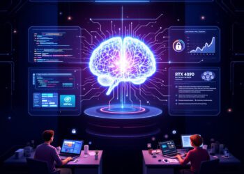 Devstral 24B open-source coding AI A sleek, futuristic digital workspace set against a deep blue and black tech-themed background. At the center, a glowing AI brain composed of circuitry and code streams emits light, symbolizing intelligence and innovation. Surrounding it are holographic panels displaying programming languages, GitHub issues, and performance charts—highlighting Devstral Small 24B’s record-breaking SWE-Bench score. To the left, a developer confidently uses a laptop powered by an RTX 4090 GPU, while to the right, a team collaborates in an enterprise setting with data security icons in the background. Mistral AI and All Hands AI logos appear subtly in opposite corners, representing the collaborative force behind the model. A bold headline floats overhead: "Devstral 24B: Open-Source Intelligence Meets Real-World Code."