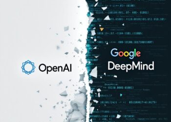 A conceptual image showing: A split screen with OpenAI’s logo on one side and Google DeepMind’s on the other. In the middle, a broken contract symbolizing the failed $3B acquisition. Above it, the Windsurf logo being pulled toward Google. Background filled with AI coding symbols and digital code streams to emphasize the tech focus.