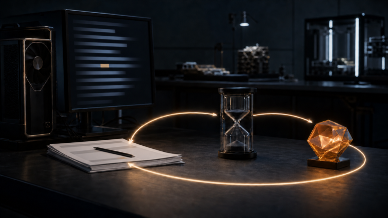 Autoresearch loop linking one training script, a timed experiment and a measured result