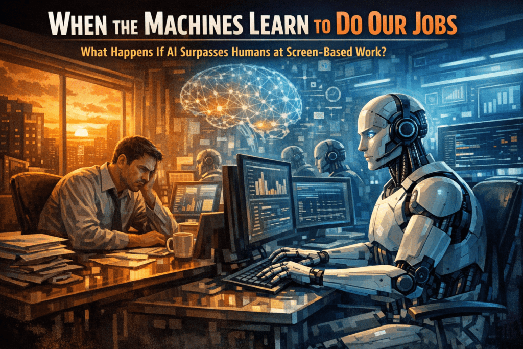 What Happens If AI Surpasses Humans at Screen-Based Work?