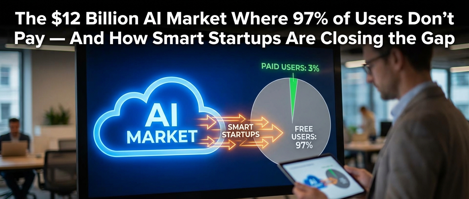 The $12 Billion AI Market Where 97% of Users Don’t Pay — And How Smart Startups Are Closing the Gap