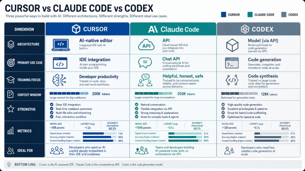 cursor sdk vs claude code vs codex