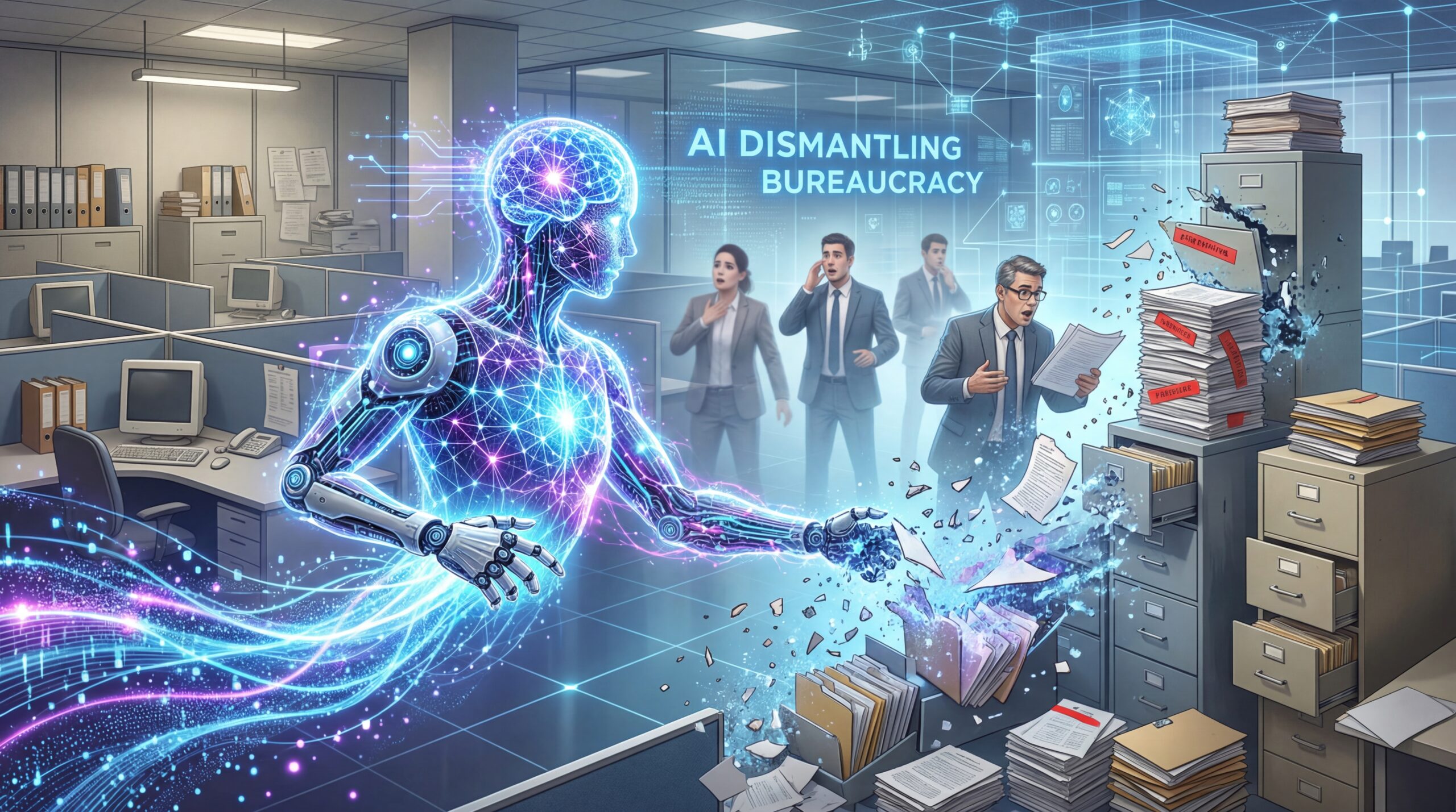 The Flattening: How AI Is Dismantling Bureaucracy, Eliminating the Middle Manager, and Rewiring the Flow of Information