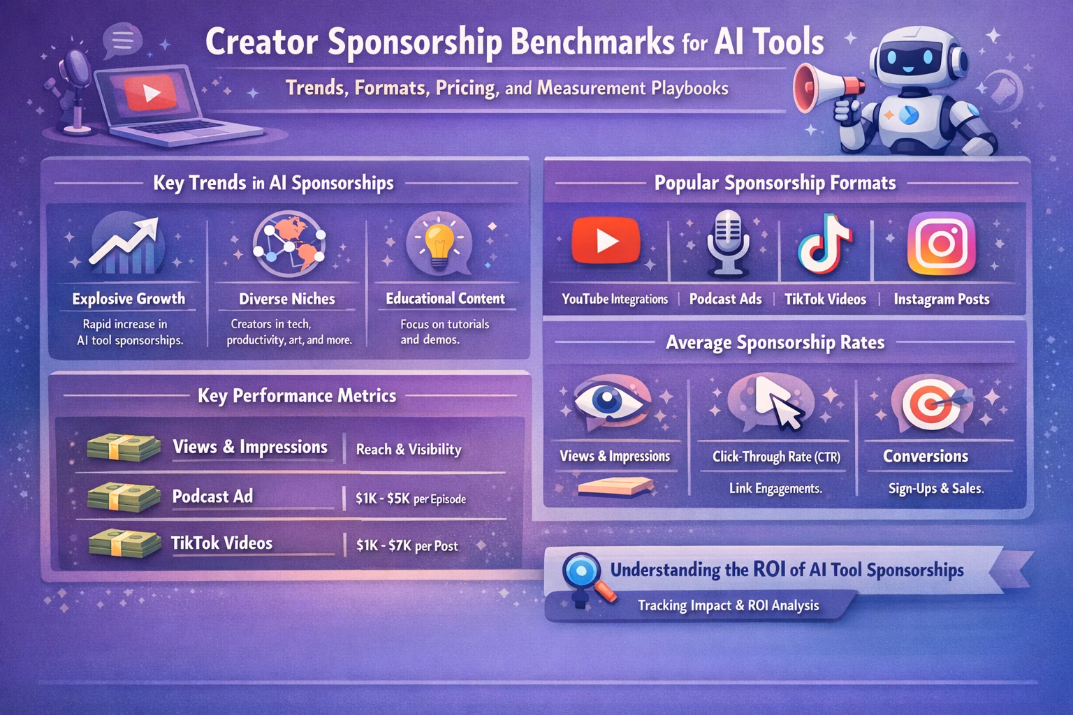 Creator Sponsorship Benchmarks for AI Tools: Trends, Formats, Pricing, and Measurement Playbooks