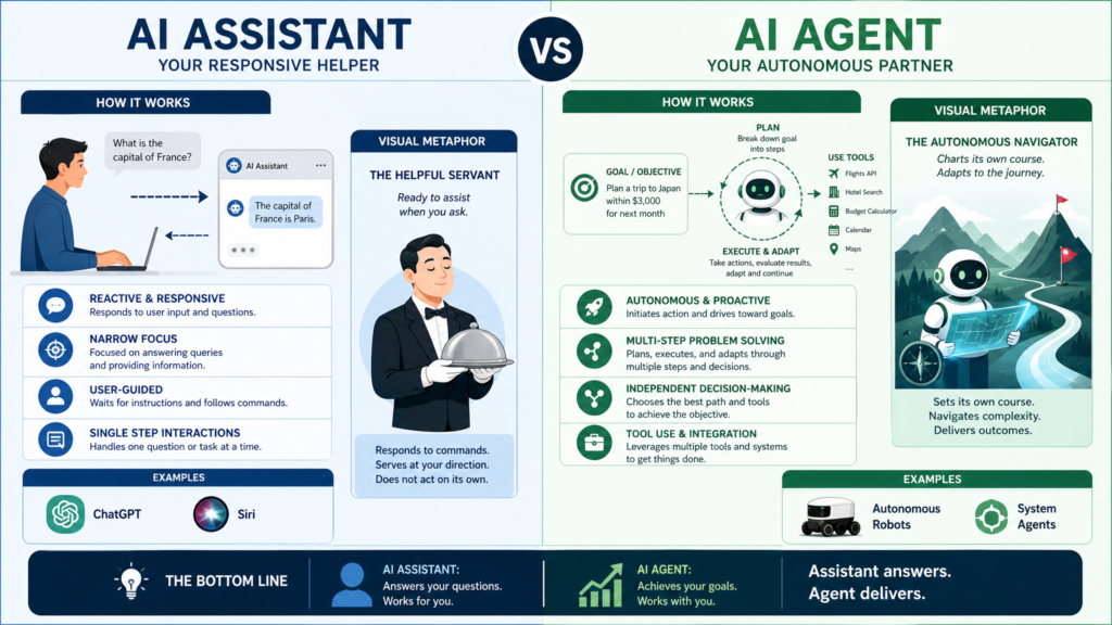Ai agent vs. Ai assistant
