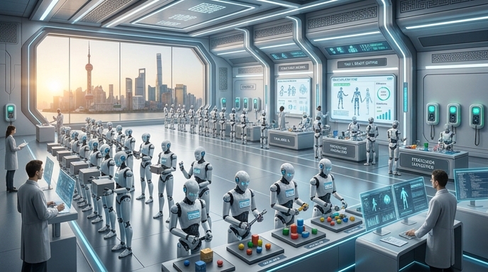 China humanoid robot training