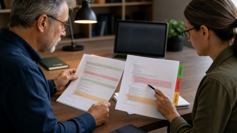 Developers reviewing code changes with allowed excluded and escalated governance tabs