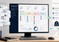 AI subscription audit dashboard showing messy tools organized into keep, downgrade, cancel, and upgrade lanes.