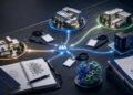 AI generated editorial image showing AI labs, researcher badges, compute infrastructure, protein structures, and IPO documents connected on a strategy table