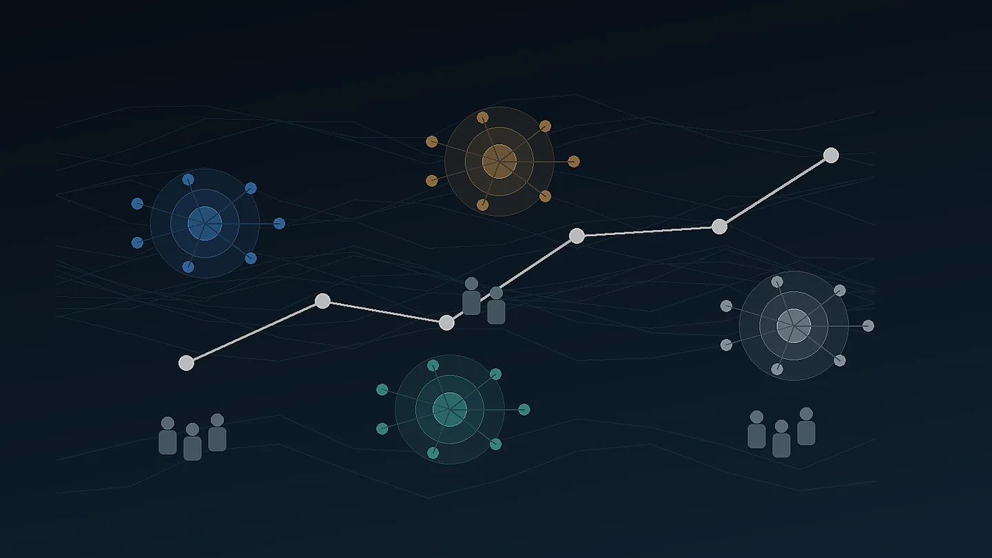 Abstract visual of the AI talent war between frontier AI labs.