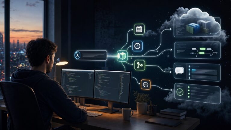 AI generated editorial image showing Cursor /automate turning a local coding session into cloud agent automations