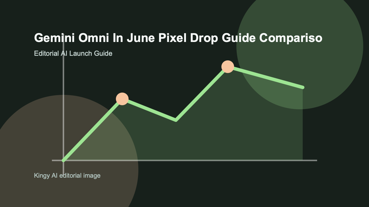 AI-generated editorial comparison image for Gemini Omni in June Pixel Drop showing use cases, pricing, alternatives, and risks