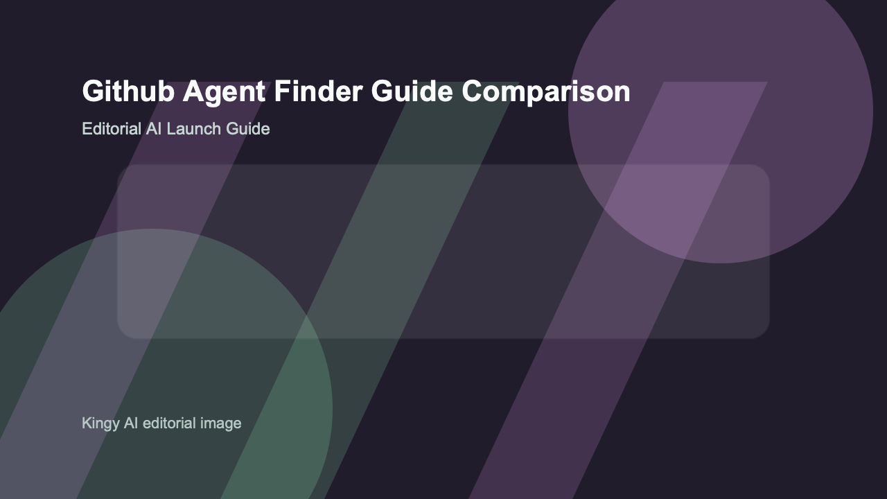 AI-generated editorial comparison image for GitHub Agent Finder showing use cases, pricing, alternatives, and risks