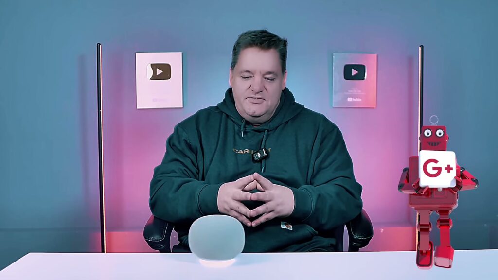 Curtis Pyke testing the Google Home Speaker with Gemini in the Kingy AI studio
