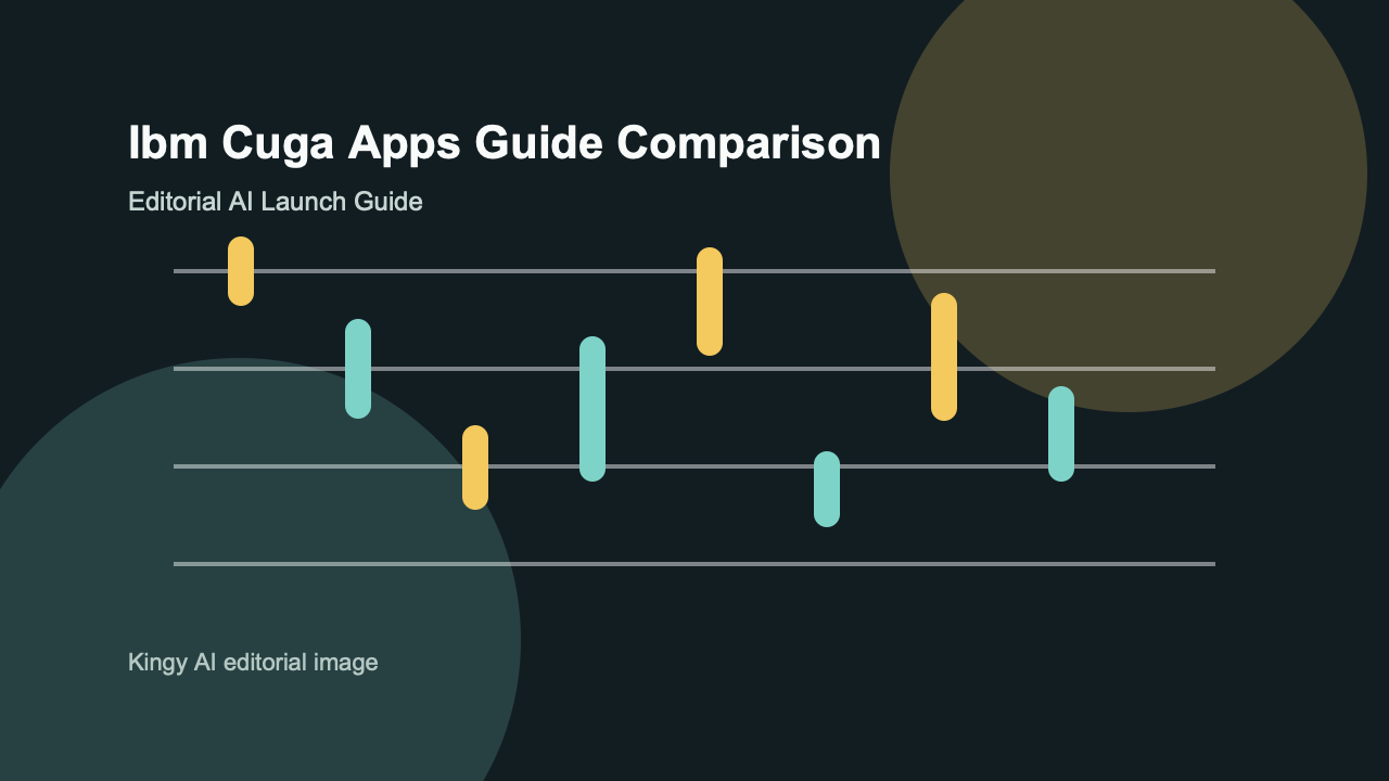 AI-generated editorial comparison image for IBM CUGA Apps showing use cases, pricing, alternatives, and risks
