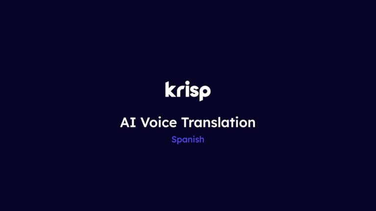 Krisp AI Voice Translation interface configured for Spanish