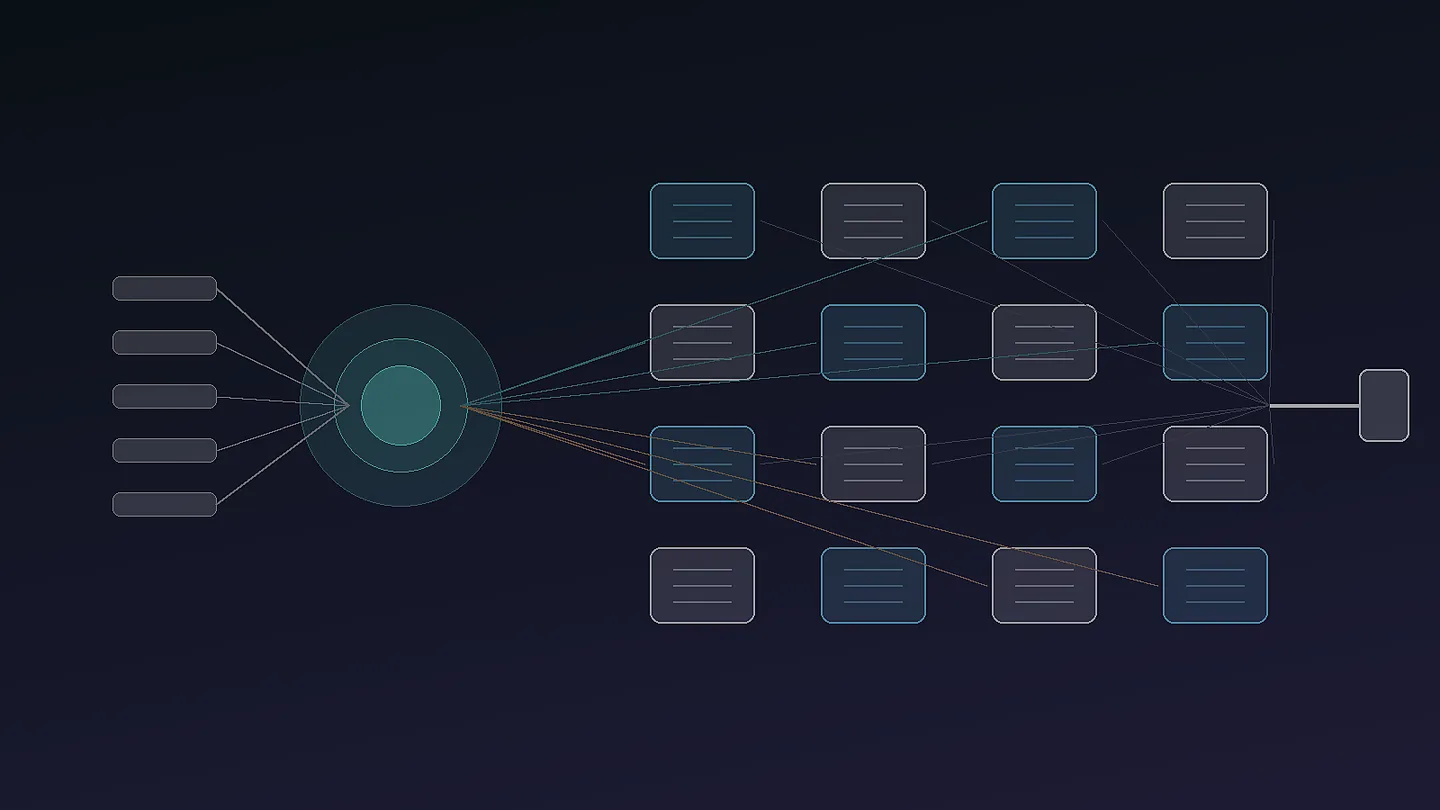 Mixture-of-Experts model routing tokens to specialized neural network experts.