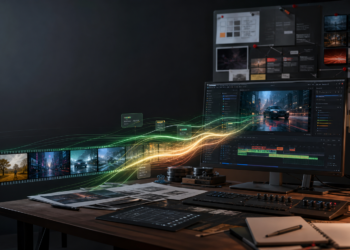 Editorial AI video production desk representing the reported Seedance 2.5 model launch and AI video model race