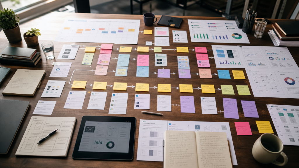 Premium Kingy.ai editorial image showing an AI startup distribution map across launch, search, creator, developer, and marketplace channels