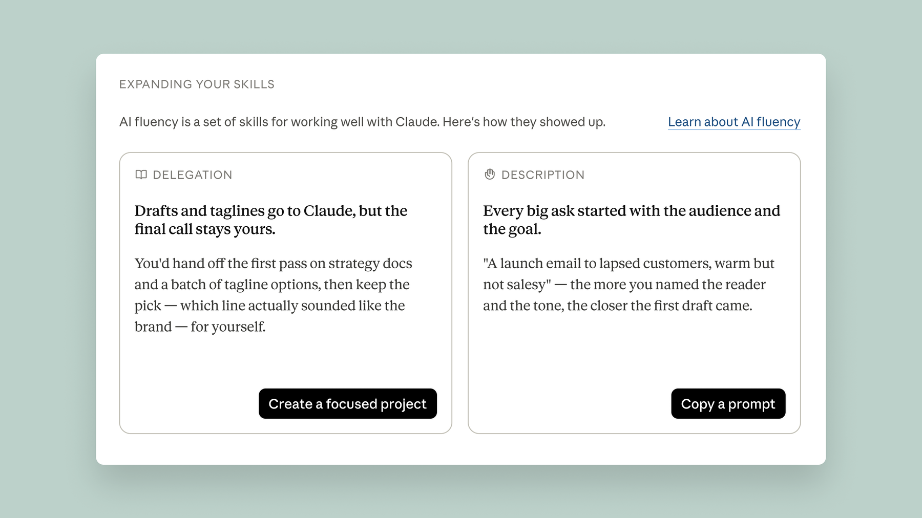Claude Reflect skill cards for delegation and description