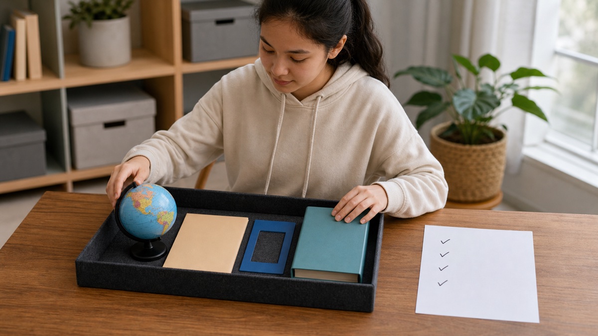 Learner arranging web, file, app, and organizational sources into an inventory