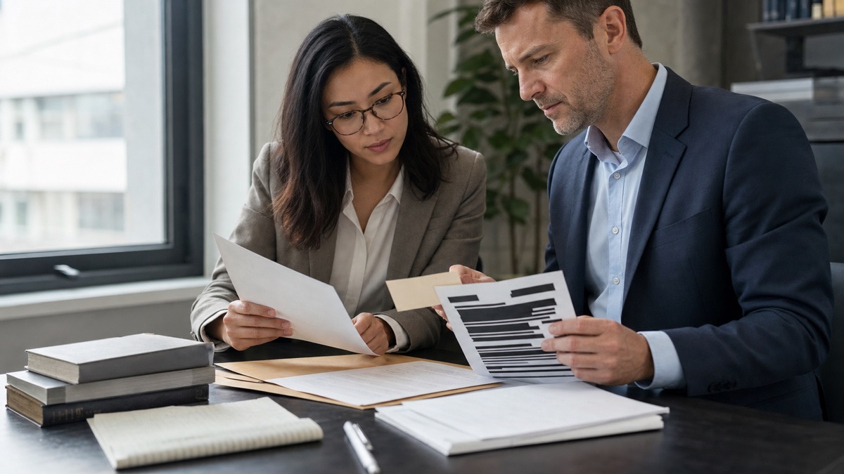 Colleagues checking sources, redactions, permissions, and approval before action