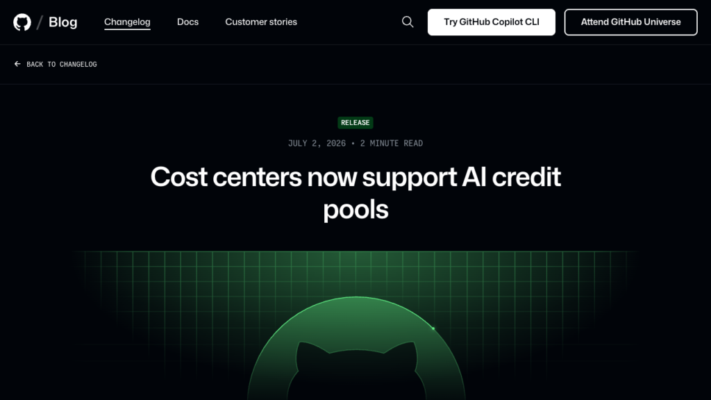 GitHub Copilot Cost Center AI Credit Pools official source image