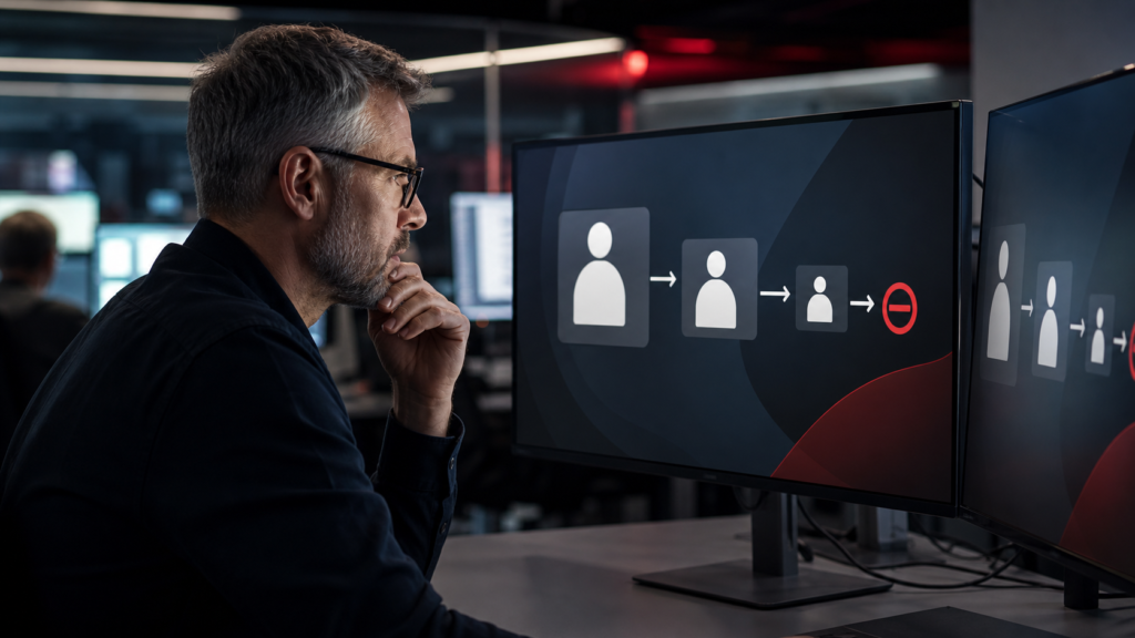 Security analyst reviewing identity ownership and delegated access for AI agents