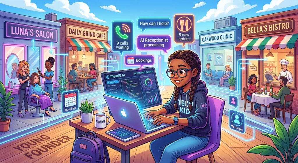 12-year-old AI receptionist founder