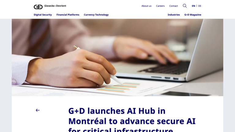 G+D official announcement for its Montréal AI hub