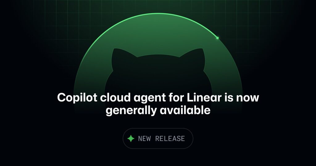 GitHub official changelog image for the Copilot cloud agent integration with Linear
