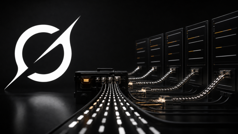 Grok 4.5 logo beside a neutral software benchmark evaluation rig