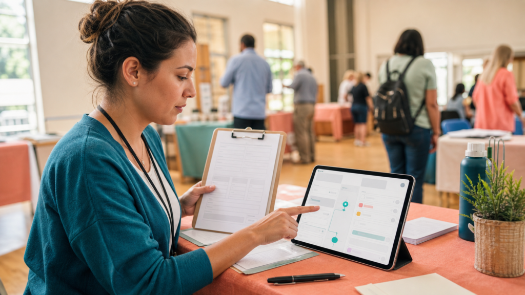 Community event manager translating a paper intake workflow into a structured no-code app