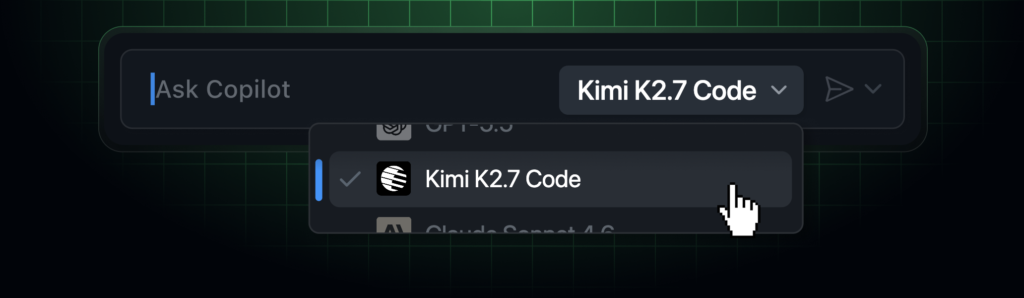 Official launch image for Kimi K2.7 Code in GitHub Copilot Business and Enterprise