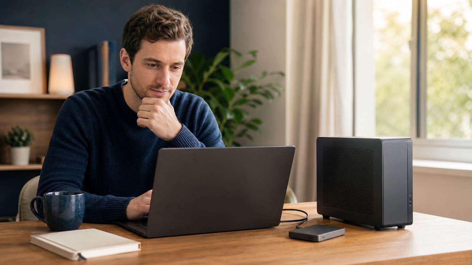 Beginner evaluating a simple laptop and desktop local AI setup at home