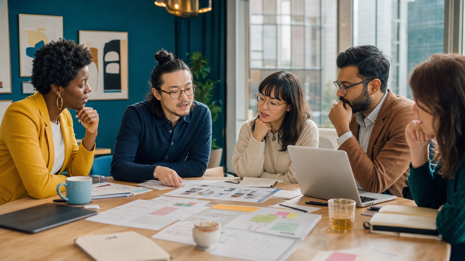 Team working across documents, data, presentations, email, and meeting notes