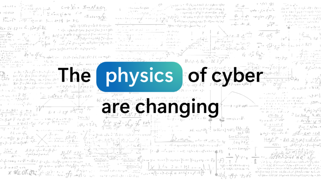 Microsoft Project Perception launch artwork reading The physics of cyber are changing beside handwritten equations