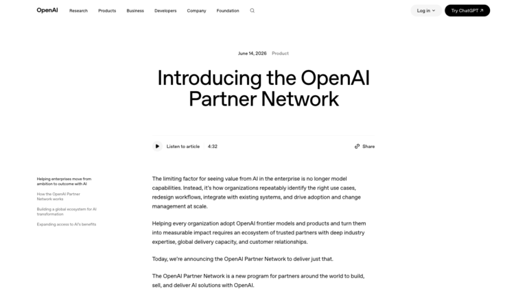 OpenAI’s official Partner Network announcement
