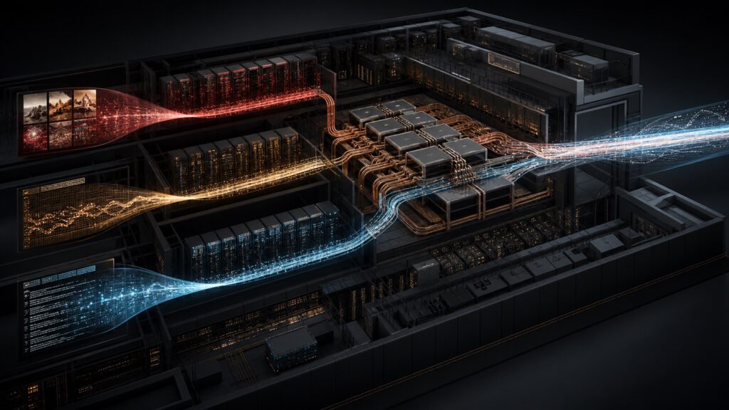 Dark AI datacenter showing separate encode, prefill and decode traffic across domestic accelerators