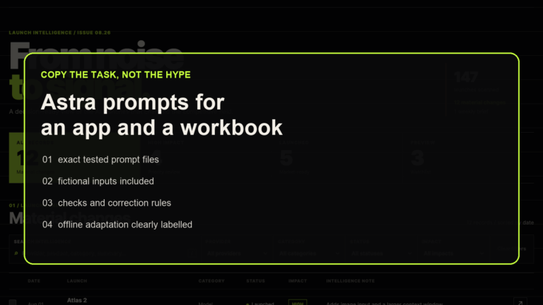 Astra prompt guide for a working app and research workbook with tested files and checks