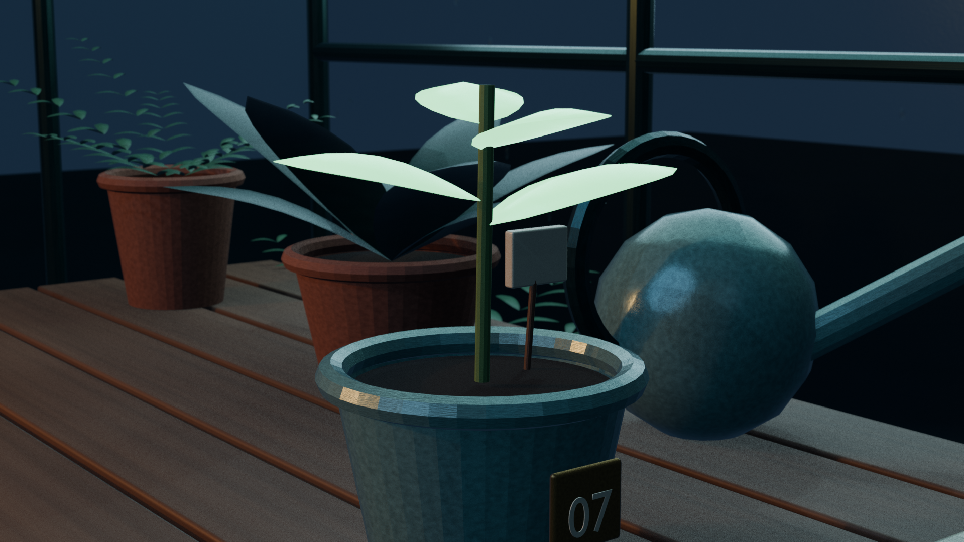 The glowing seedling discovered in the conservatory.
