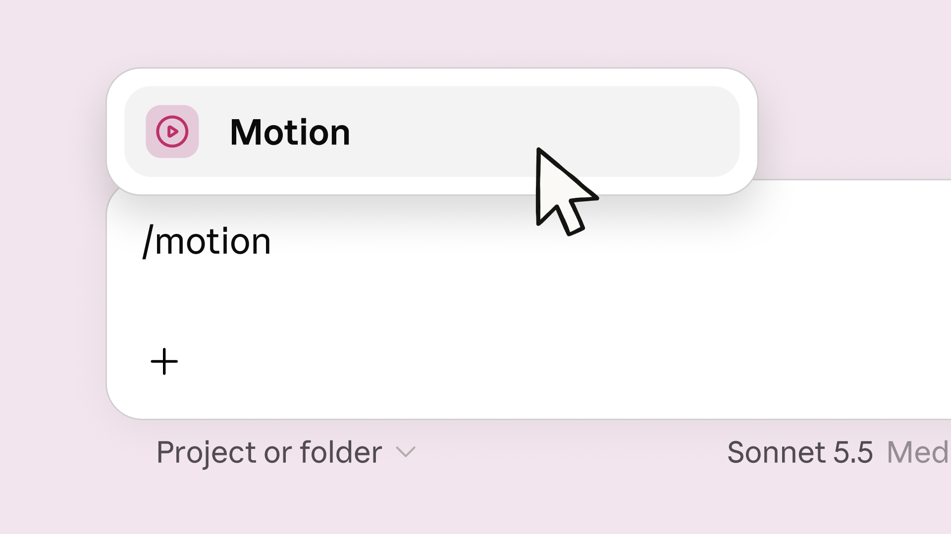 Anthropic’s official screenshot showing the Motion option when a user types slash motion in Claude