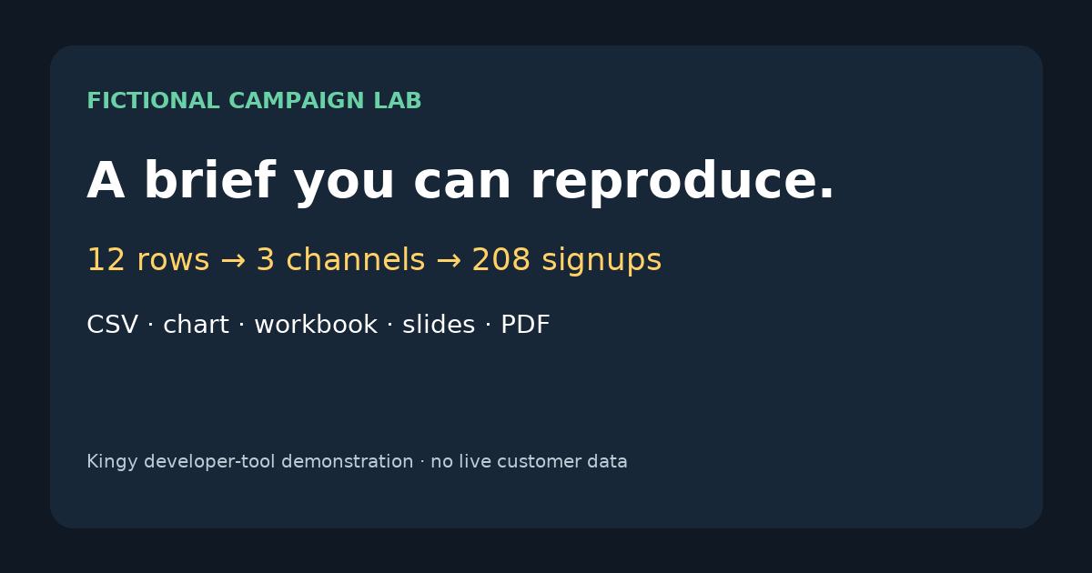 Generated social card summarizing the fictional 12-row campaign example