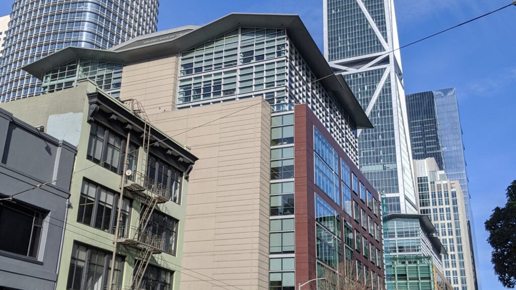 500 Howard Street in San Francisco, photographed January 3, 2020 when occupied by Slack; the building later housed Anthropic.